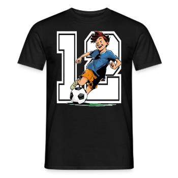Football Birthday - 12 year old boy - 12. - Men's T-Shirt - black - Front - AI Model Male 178 light (178cm)