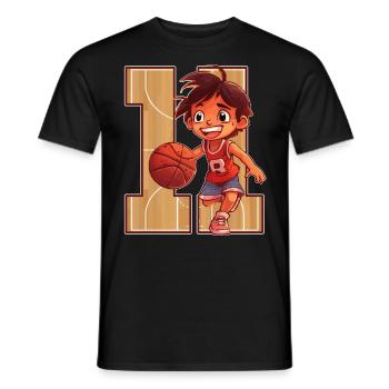 Anniversaire de basketball - Garçon de 11 ans - - T-shirt homme - noir - Devant - AI Model Male 178 light (178cm)