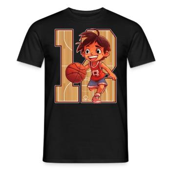 Anniversaire de basketball - Garçon de 12 ans - - T-shirt homme - noir - Devant - AI Model Male 178 light (178cm)