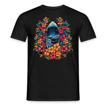 Surf Vibes: Vintage Retro Surfing Illustration - Men's T-Shirt - black - Front - AI Model Male 178 light (178cm)