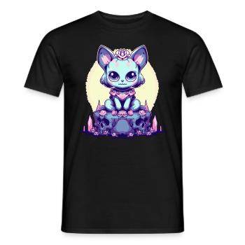 Kawaii Pastel Goth Mignon Chat Sorcière Effrayant - T-shirt homme - noir - Devant - AI Model Male 178 light (178cm)