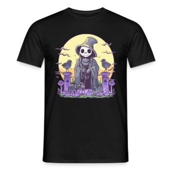 Pastel Goth Cute Death Grim Reaper Skeleton - Men's T-Shirt - black - Front - AI Model Male 178 light (178cm)