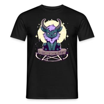 Kawaii Pastel Goth Cute Creepy Horned Cat - Men's T-Shirt - black - Front - AI Model Male 178 light (178cm)