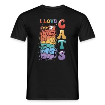 Ich Liebe Katzen - Männer T-Shirt - Schwarz - Vorne - AI Model Male 178 light (178cm)