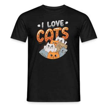 Ich Liebe Katzen - Männer T-Shirt - Schwarz - Vorne - AI Model Male 178 light (178cm)