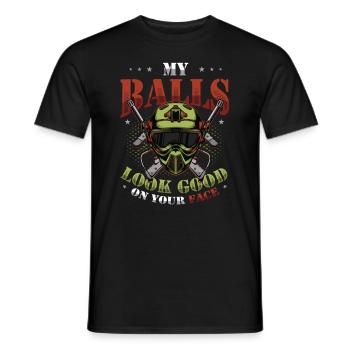 My balls look good on your face - Men's T-Shirt - black - Front - AI Model Male 178 light (178cm)