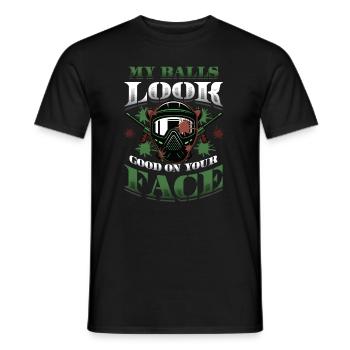 My balls look good on your face - Men's T-Shirt - black - Front - AI Model Male 178 light (178cm)