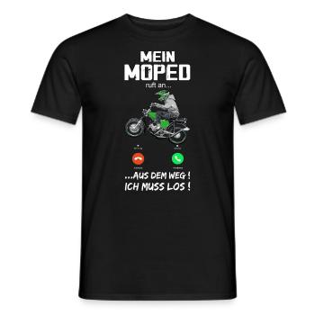 "Mein Moped ruft an" Lustiger Spruch S50 S51 Simme - Männer T-Shirt - Schwarz - Vorne - AI Model Male 178 light (178cm)