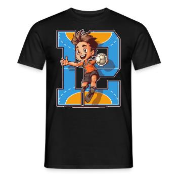 Handball Birthday - 12 years old boy - 12. - Men's T-Shirt - black - Front - AI Model Male 178 light (178cm)