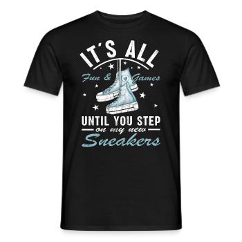 Fan de chaussures « Tu marches sur mes baskets » - T-shirt homme - noir - Devant - AI Model Male 178 light (178cm)