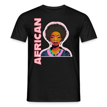 Schwarze Afrikanische Frau mit Schriftzug - Männer T-Shirt - Schwarz - Vorne - AI Model Male 178 light (178cm)