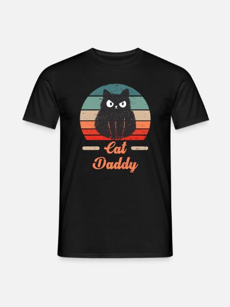 Cat Daddy Cats Père Rétro Vintage Sun - T-shirt homme - noir
