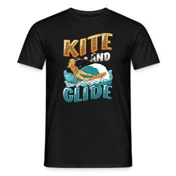 Kite And Glide, Kitesurfing - Männer T-Shirt - Schwarz - Vorne - AI Model Male 178 light (178cm)