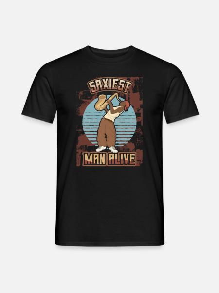 Saxiest Man Alive, Funny Saxophone - Men's T-Shirt - black