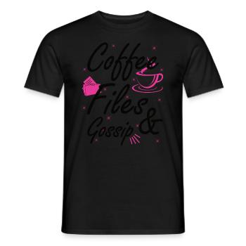 Café, dossiers et potins - Personnel RH - T-shirt homme - noir - Devant - AI Model Male 178 light (178cm)