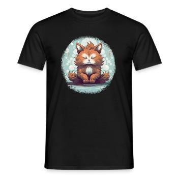 Zen Cat, Meditation Cat T-Shirt, Cat Lover T-Shirt - Men's T-Shirt - black - Front - AI Model Male 178 light (178cm)