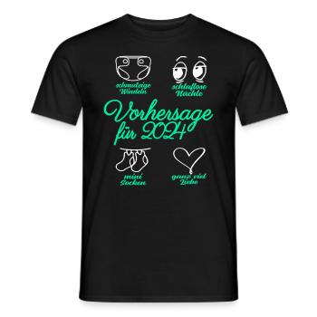 Werdende Eltern 2024 Babybauch Vorhersage - Männer T-Shirt - Schwarz - Vorne - AI Model Male 178 light (178cm)