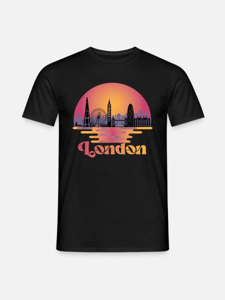 Londres Skyline Royaume-Uni Voyage - T-shirt homme - noir
