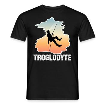 Troglodyte Funny Caving - Potholing Speleology - Men's T-Shirt - black - Front - AI Model Male 178 light (178cm)