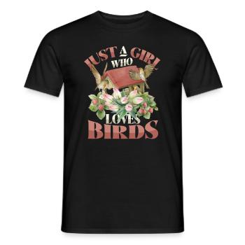 Girls Bird Lover - Just a girl who likes birds - Men's T-Shirt - black - Front - AI Model Male 178 light (178cm)