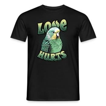 L’amour fait mal à l’oiseau perruche - T-shirt homme - noir - Devant - AI Model Male 178 light (178cm)