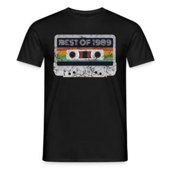 Cassette Best Of 1989 - Né en 1989 - T-shirt homme - noir - Devant - AI Model Male 178 light (178cm)