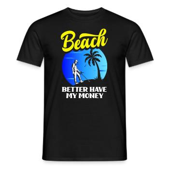 Funny Probing Metal Detector Detector - Men's T-Shirt - black - Front - AI Model Male 178 light (178cm)