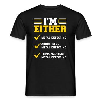 Funny Probing Metal Detector Detector - Men's T-Shirt - black - Front - AI Model Male 178 light (178cm)