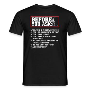 Funny Probing Metal Detector Detector - Men's T-Shirt - black - Front - AI Model Male 178 light (178cm)