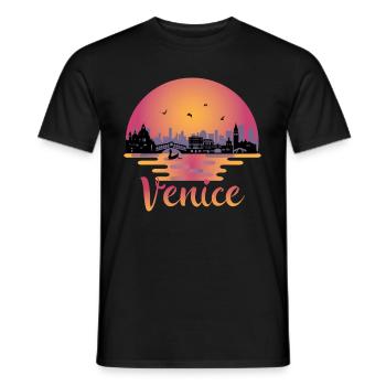 Venice Italy Venezia Skyline Italia Travel - Men's T-Shirt - black - Front - AI Model Male 178 light (178cm)
