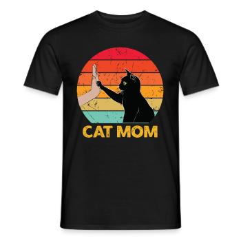 Cat Mom - Cat High Five - Männer T-Shirt - Schwarz - Vorne - AI Model Male 178 light (178cm)