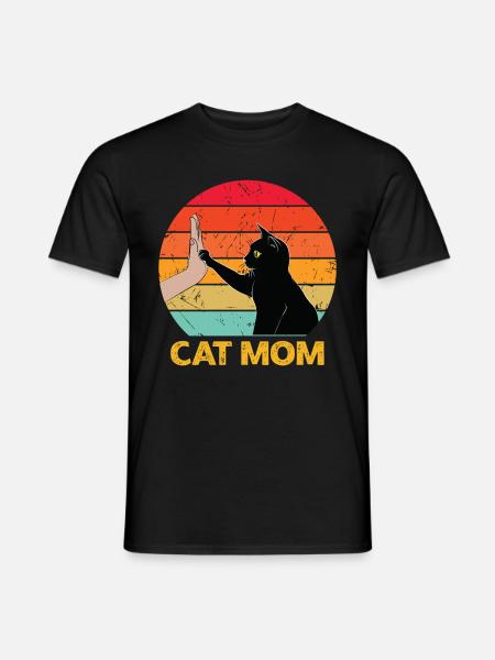 Cat Mom - Cat High Five - T-shirt homme - noir