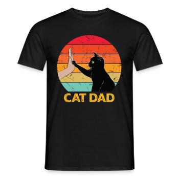 Cat Dad - Cat High Five - Männer T-Shirt - Schwarz - Vorne - AI Model Male 178 light (178cm)