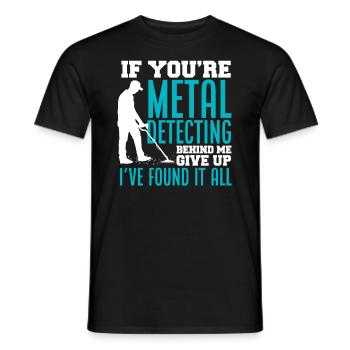Funny Probing Metal Detector Detector - Men's T-Shirt - black - Front - AI Model Male 178 light (178cm)