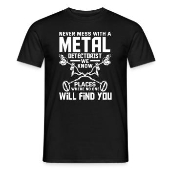 Funny Probing Metal Detector Detector - Men's T-Shirt - black - Front - AI Model Male 178 light (178cm)
