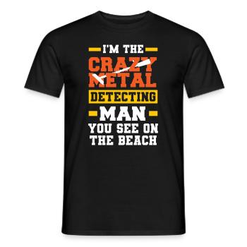 Funny Probing Metal Detector Detector - Men's T-Shirt - black - Front - AI Model Male 178 light (178cm)