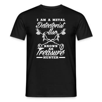 Funny Probing Metal Detector Detector - Men's T-Shirt - black - Front - AI Model Male 178 light (178cm)