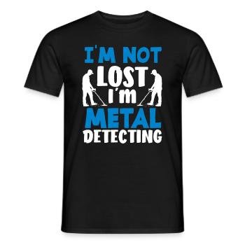 Funny Probing Metal Detector Detector - Men's T-Shirt - black - Front - AI Model Male 178 light (178cm)