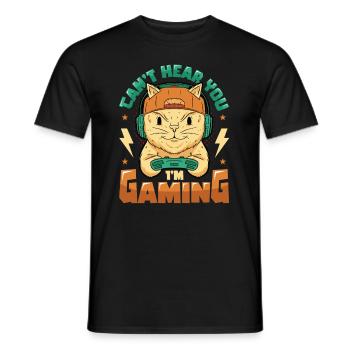 Je ne t’entends pas, je joue - T-shirt homme - noir - Devant - AI Model Male 178 light (178cm)