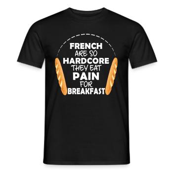 Pain for Breakfast - Funny French Food - Men's T-Shirt - black - Front - AI Model Male 178 light (178cm)