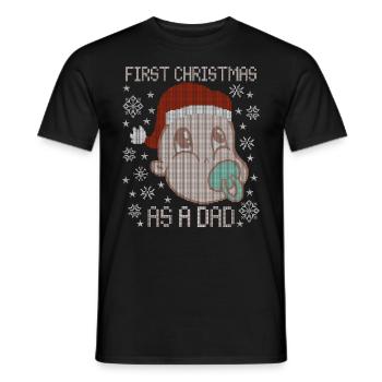 Erstes Weihnachten als Papa - Weihnachts ugly - Männer T-Shirt - Schwarz - Vorne - AI Model Male 178 light (178cm)