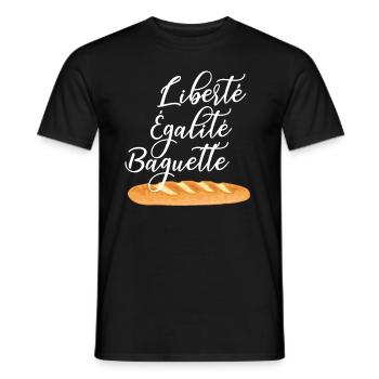 Liberté Egalité Baguette - French Humor - Men's T-Shirt - black - Front - AI Model Male 178 light (178cm)
