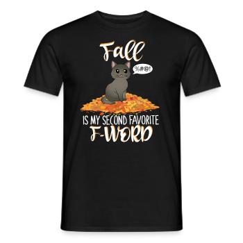 Der Herbst ist mein zweitliebstes F-Wort - Süße Katze - Männer T-Shirt - Schwarz - Vorne - AI Model Male 178 light (178cm)