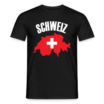 Schweiz - Switzerland Map Swiss Flag - Men's T-Shirt - black - Front - AI Model Male 178 light (178cm)