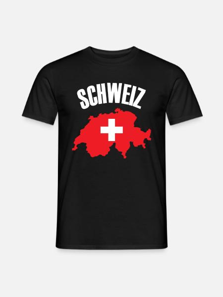 Schweiz - Schweiz Karte Schweizer Flagge - Männer T-Shirt - Schwarz