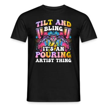 Cool Artist Art Acrylic Painting Casting Color - Men's T-Shirt - black - Front - AI Model Male 178 light (178cm)