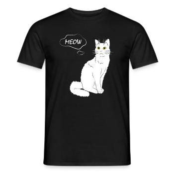Cat Meow - Cat Lover - Men's T-Shirt - black - Front - AI Model Male 178 light (178cm)