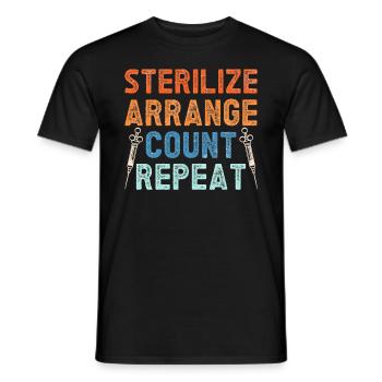 Stériliser, arranger, compter, répéter - - T-shirt homme - noir - Devant - AI Model Male 178 light (178cm)