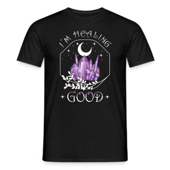 Funny Gemstone Chakra Healer Spiritual - Men's T-Shirt - black - Front - AI Model Male 178 light (178cm)