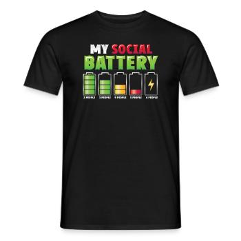 My social battery - antisocial introvert - Men's T-Shirt - black - Front - AI Model Male 178 light (178cm)